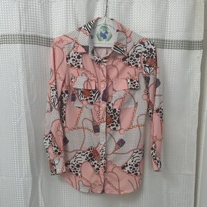 Stylish Pink Animal Print Blouse